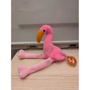 Ty Beanie Baby Pinky the Flamingo 1995 Original Hang Tag Plush Toy